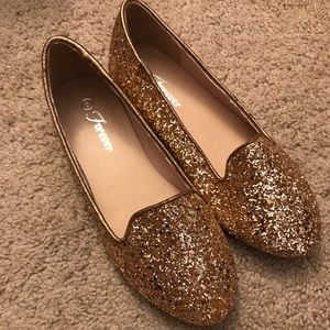 Gold glitter flats